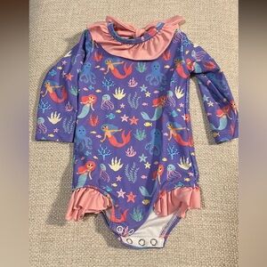 Kids Mermaid Rashguard Swimsuit - Purple and Pink